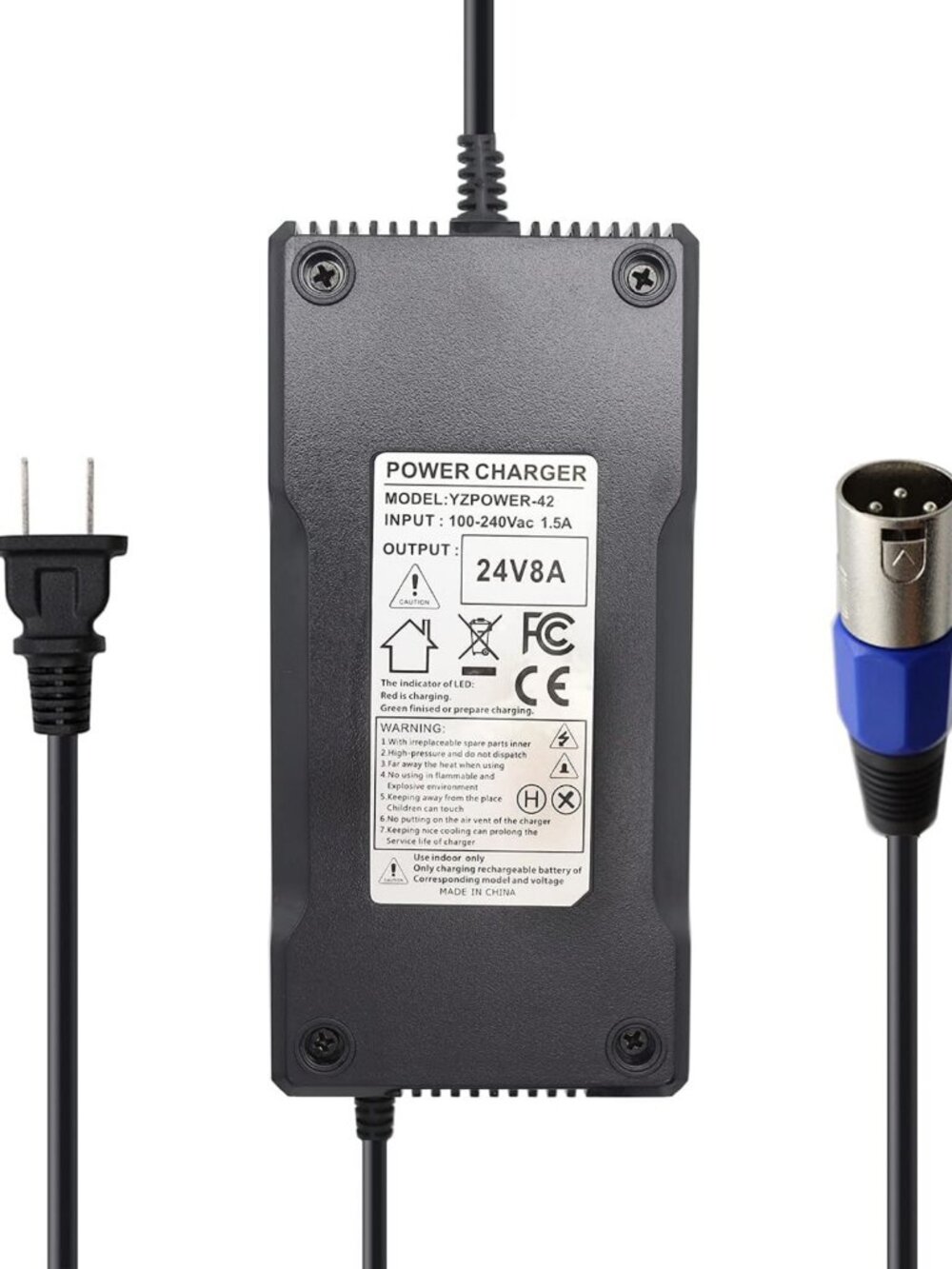 24V 8A Battery Charger with XLR Connector for Electric Wheelchairs & Mobility